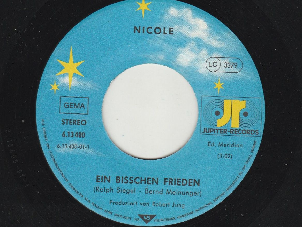 Schallplatten: Nicole - Ein bisschen Frieden 7" Vinyl ESC Winner 1982 – Gebraucht aus Tübach von JamesStone 4