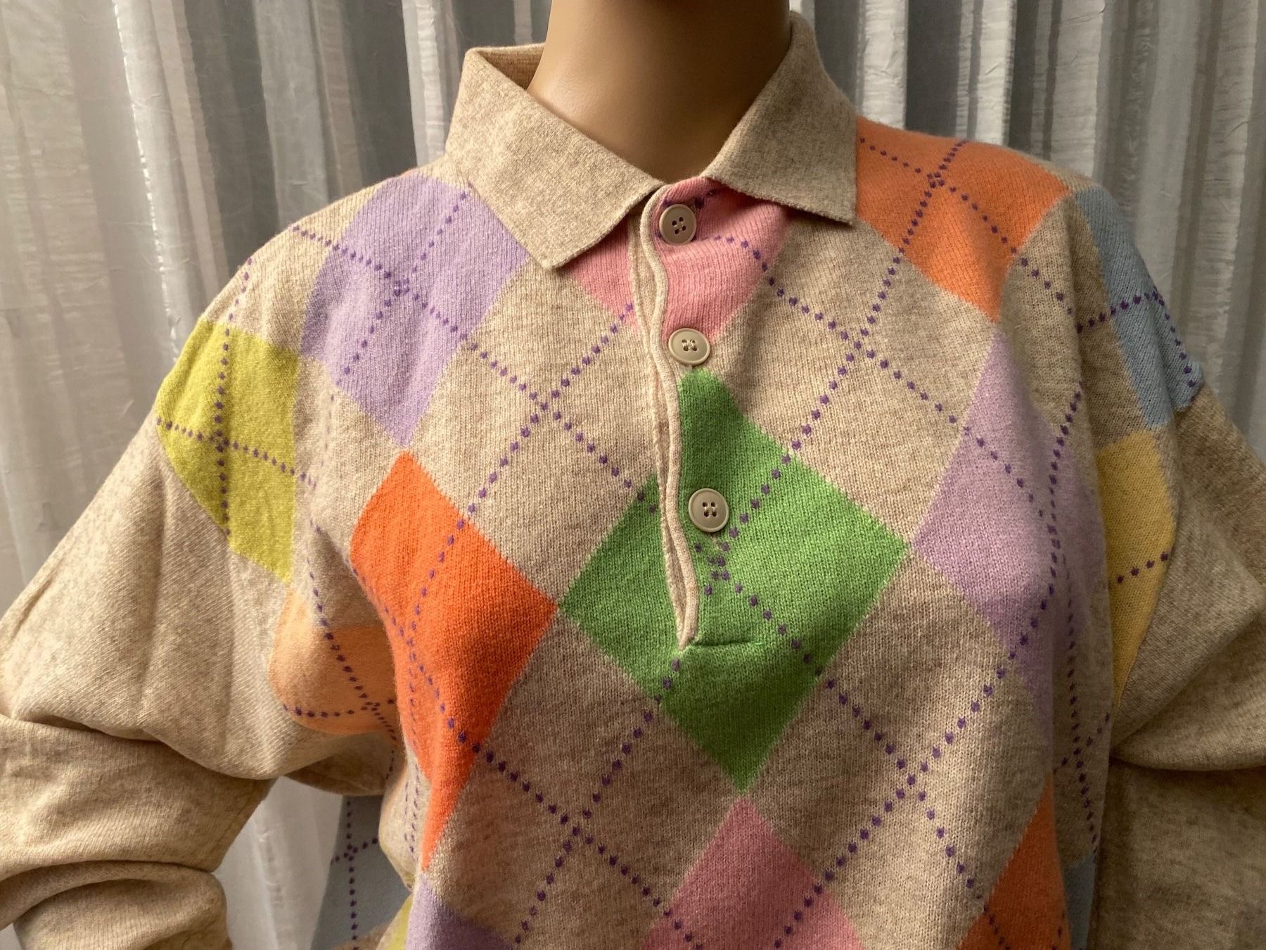 Benetton Pullover & Sweatshirts: Extravaganter BENETTON Rhomben Pullover, pastell, M/L – Neu (gemäss Beschreibung) aus Winkel von ferrari2022