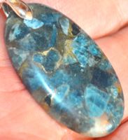Anhänger L-4482 – Kupfer Apatit Cabochon – 34x19mm