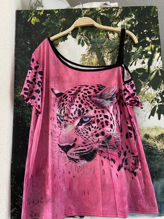 neues sexy pink/schwarzes Tiger Shirt Gr. XL