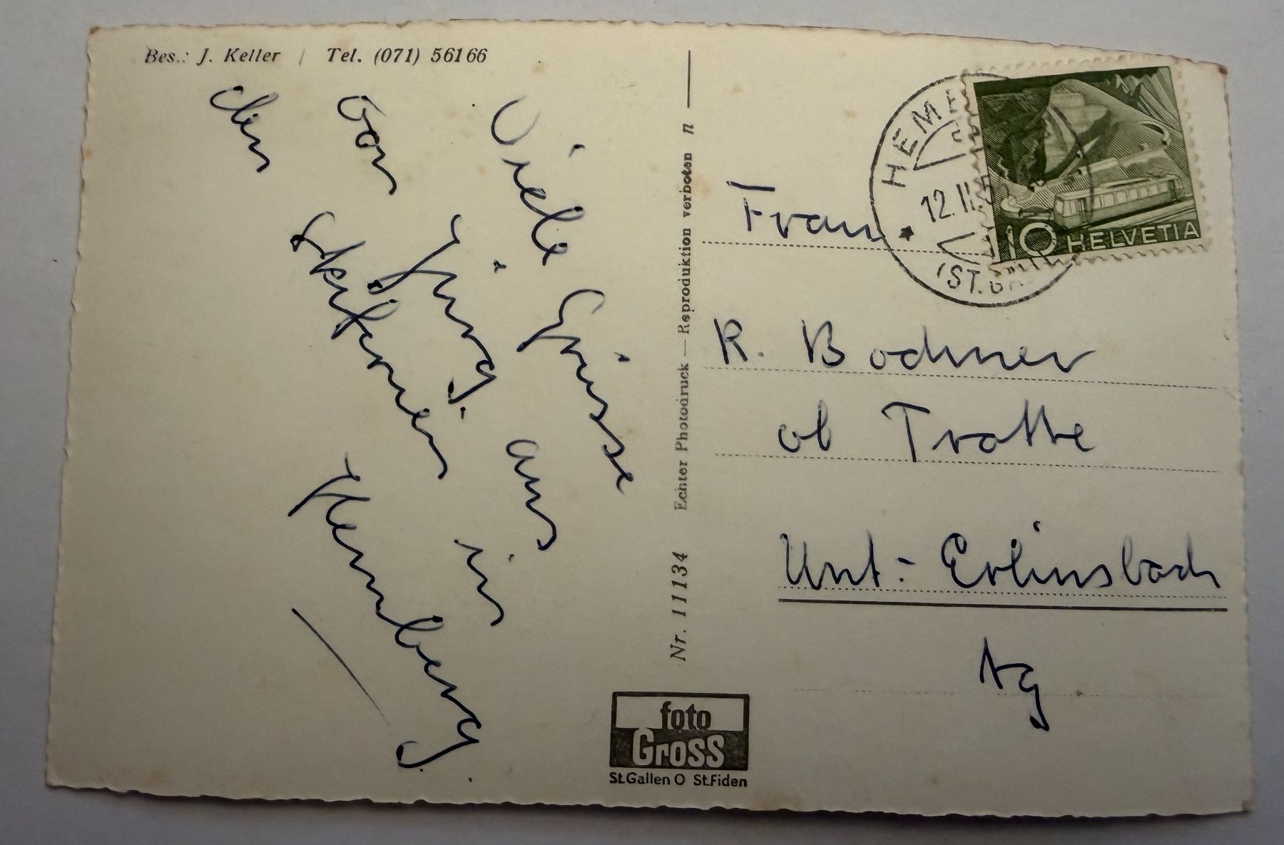Cartoline postali: HEMBERG - Gasthaus zur Sonne 1956 - Ansichtskarte – Usato da Tegerfelden venduto da siebenmacky 1