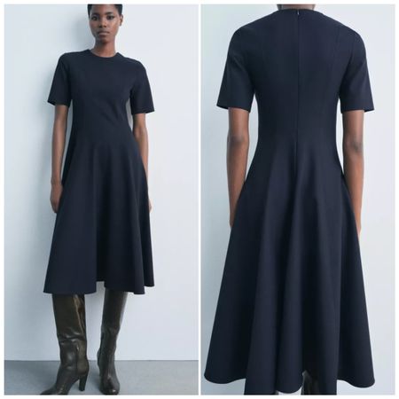 Zara Navy Blue Midi Dress - Size L - Great Condition!