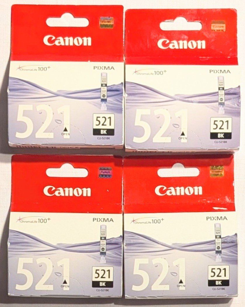 Canon Cartucce per stampanti & toner: 4x CANON Tintenpatrone BK CLI-521BK PIXMA 9ml – Nuovo e nell'imballaggio originale da Wängi venduto da ABIZONE-86