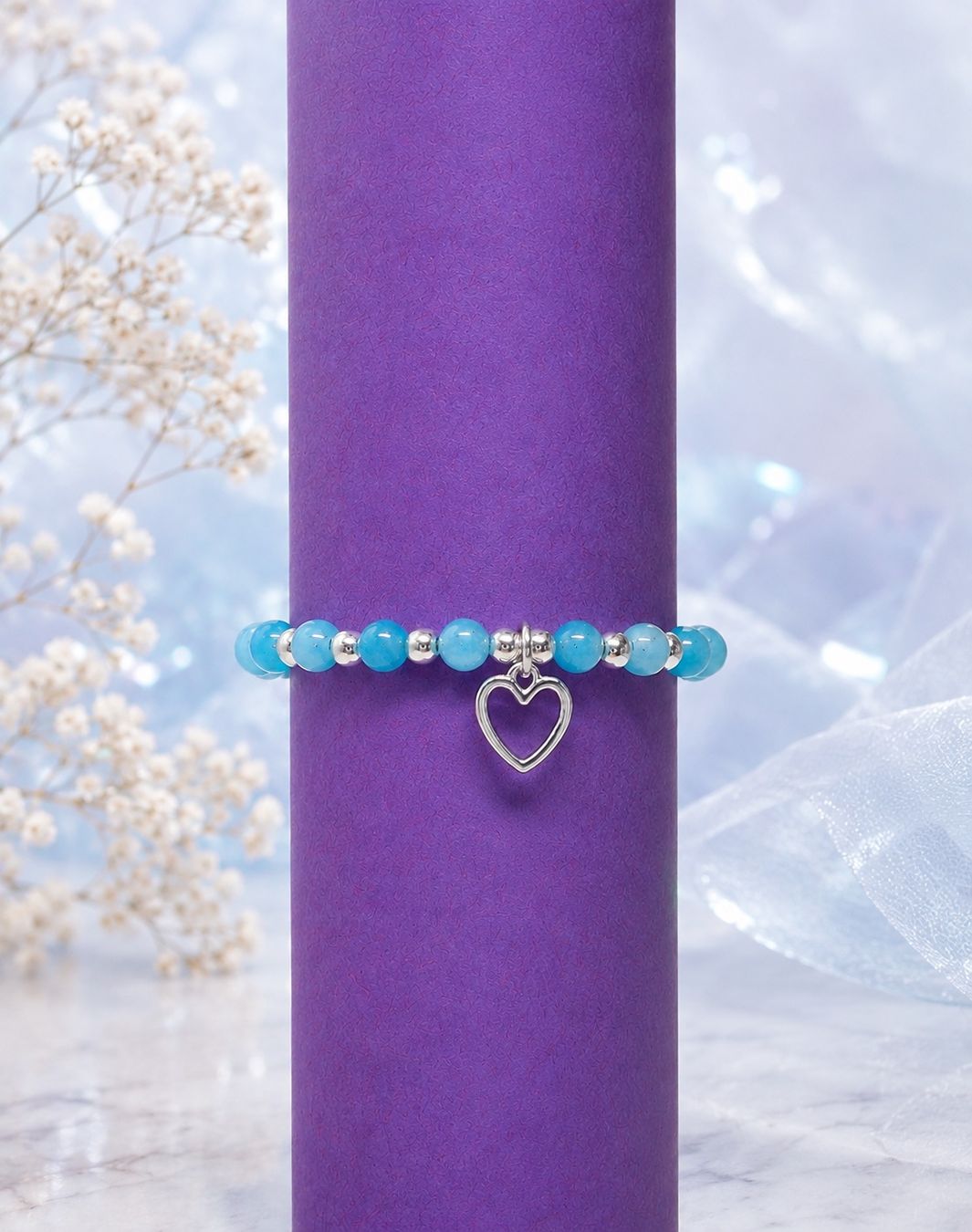 Armbänder & -reifen: Kinderarmband aus Amazonit mit Herzanhänger – Neu und originalverpackt aus Schindellegi von MoonAmber.schmuck
