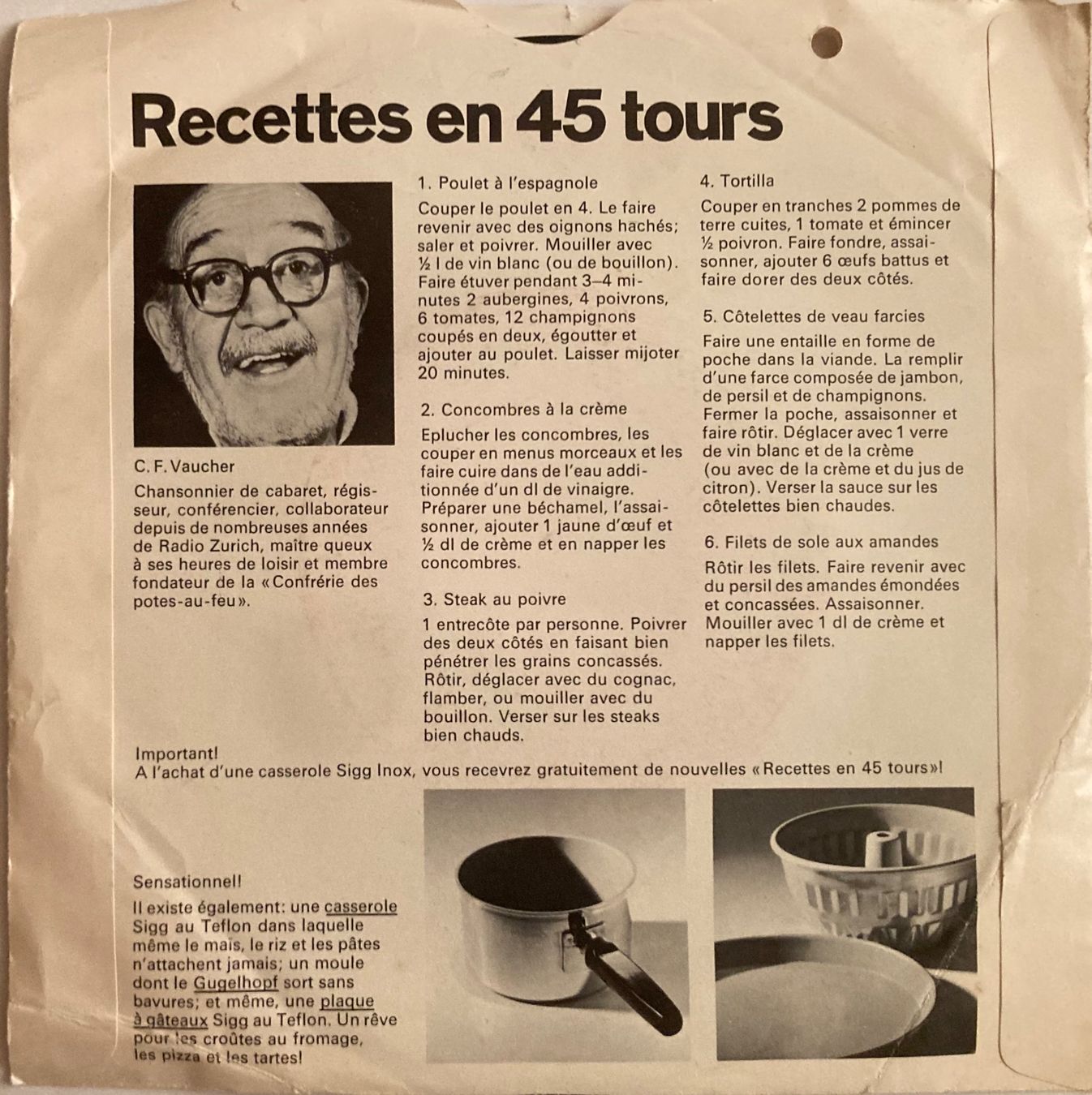 Dischi in vinile: PIERRE RÄBER - RECETTES EN 45T – Usato da Poliez-Pittet venduto da Newtown-Records 1