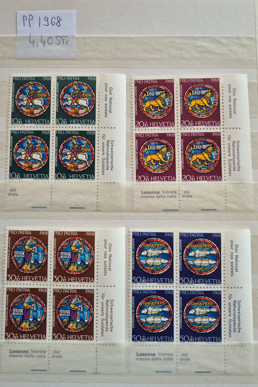 Alle Briefmarken: 4er Blöcke PP 1968 postfrisch – Gebraucht aus Buus von papillon098