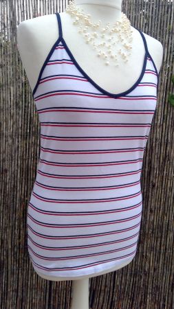 Top débardeur blanc rayures CLOCKHOUSE, taille M/L, NEUF
