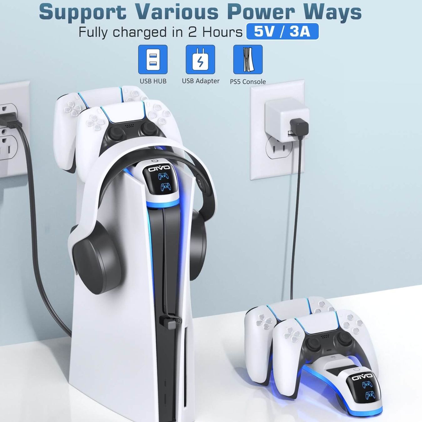 Adattatori & Cavi: PS5 Controller Ladegerät Headset-Halter Ständer – Nuovo e nell'imballaggio originale da Unterägeri venduto da RmOnline 2