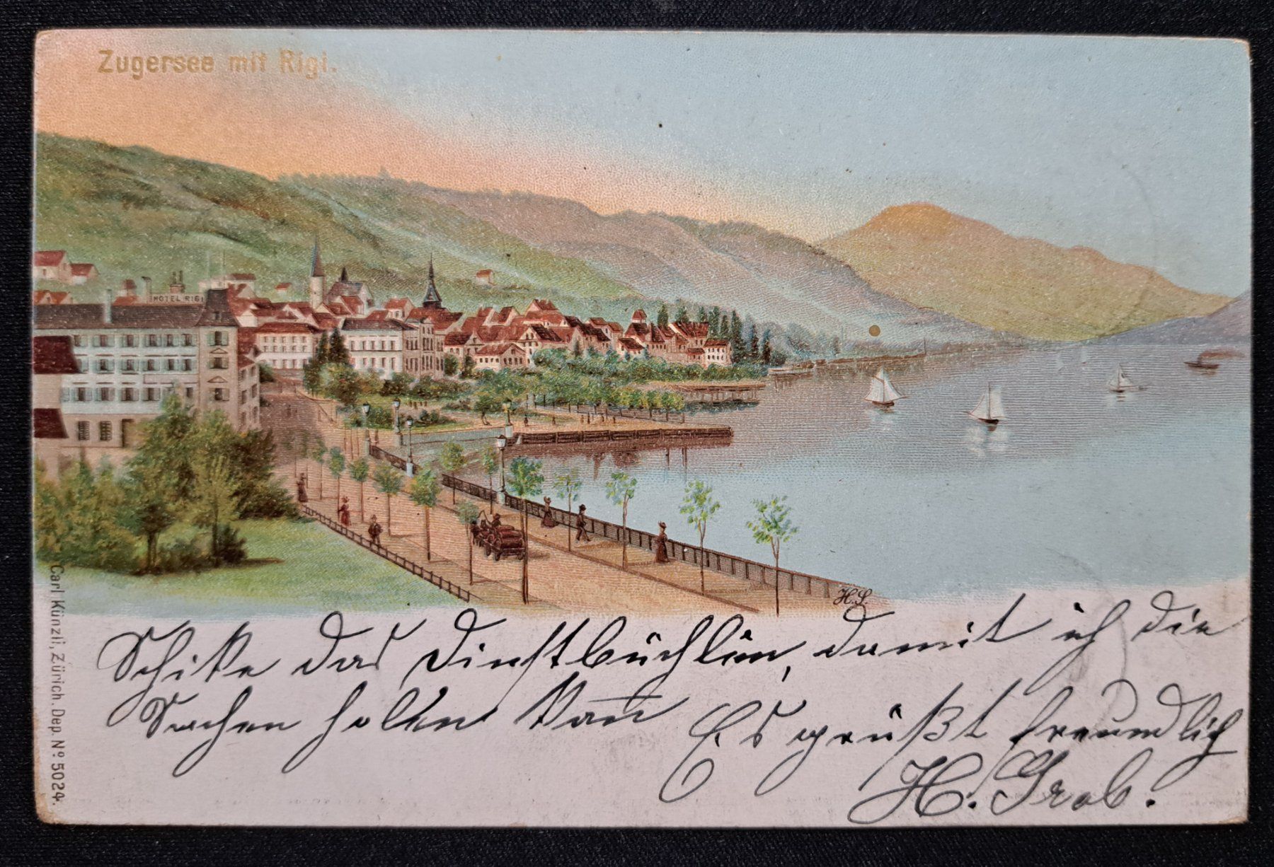 Cartoline postali: Zug Zugersee mit Rigi 1900 – Usato da Unterägeri venduto da PhilatelieStudiger