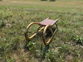 Holz Schlitten Rot/Natur mit Schnur Grösse Unbekannt