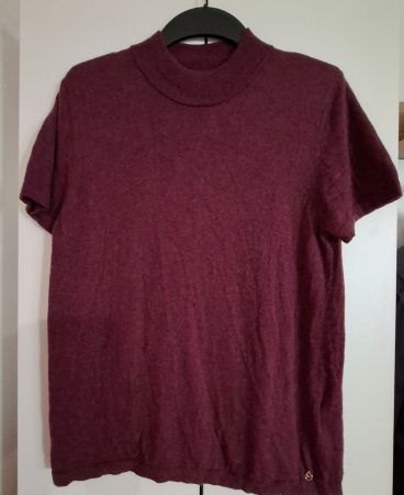 Damen Kurzarmpulli, bordeauxrot, Gr. XL
