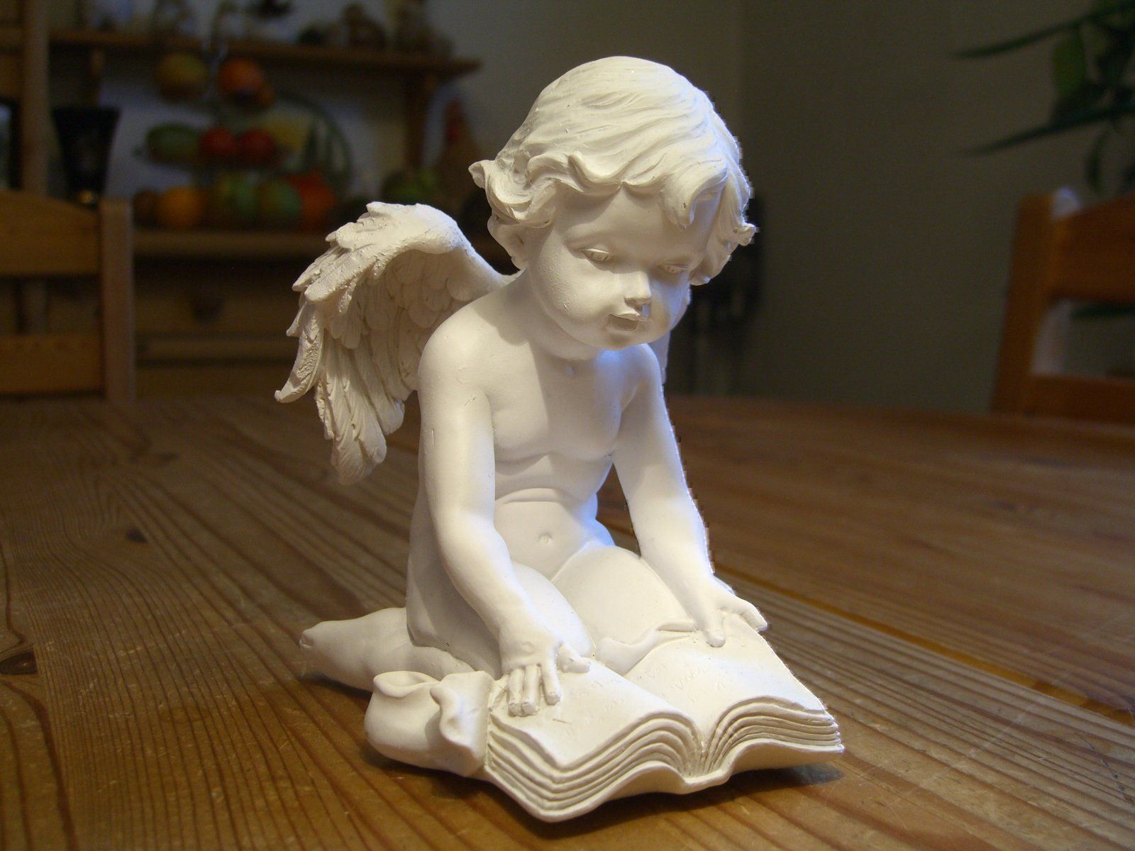 Statuette: herziger Engel mit Buch, Kunststein, neu – Nuovo (secondo la descrizione) da Winterthur venduto da Ghandi5 4