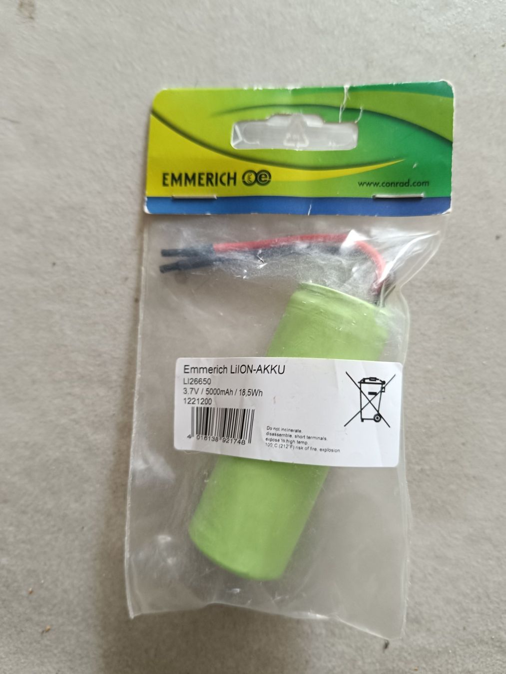 Akkus & Batterien: Emmerich Batterie spéciale 26650 Câble Li-Io – Neu und originalverpackt aus Begnins von Bazar_Digital