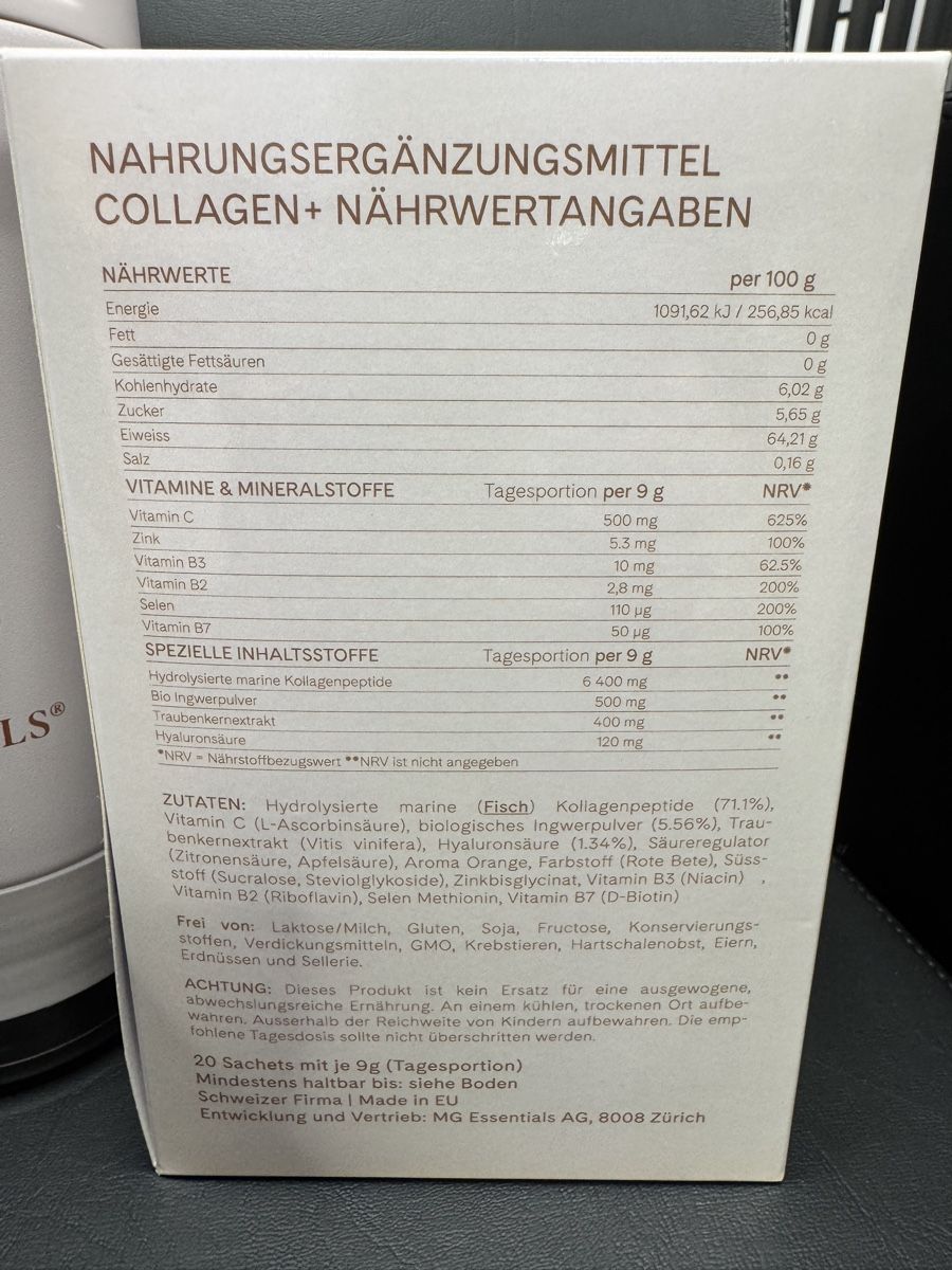 Cibi & Specialità: MG Essentials Collagen Set mit Shaker NEU – Nuovo e nell'imballaggio originale da Niederglatt ZH venduto da CN_Eng 2