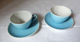 Rössler blau, 2 Tassen mit Untertassen