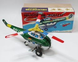 Vintage Polizei Helikopter zum aufziehen, made in Japan