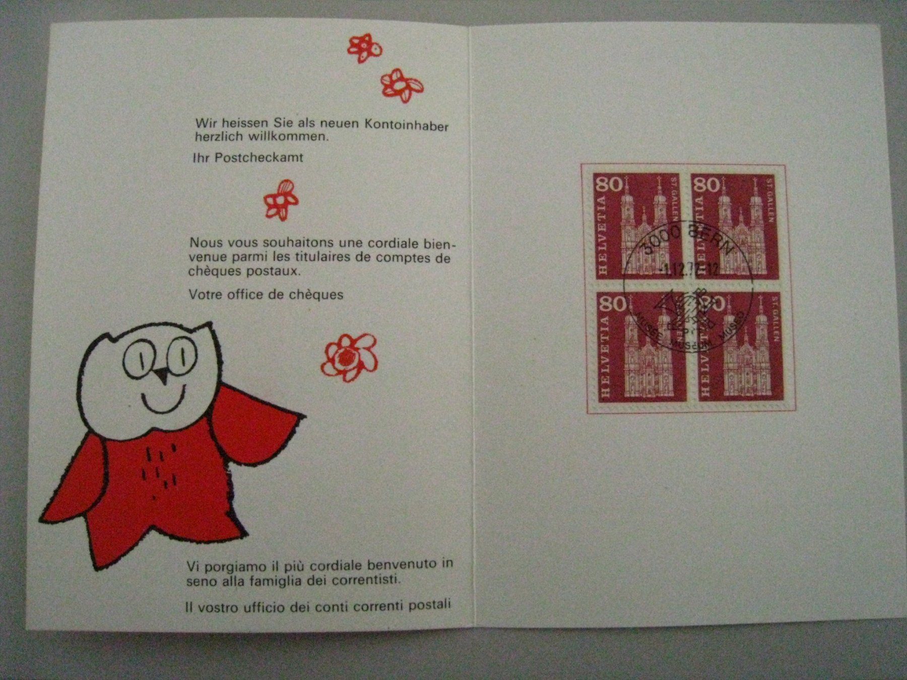 Tutti i francobolli: PTT mit Sujet Eule und Briefmarken, Jahr 1972 – Usato da Aarwangen venduto da Pinsel7890 1