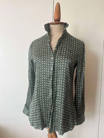 Elegante Camicia Donna Fantasia, Verde Bosco, EU 38/40