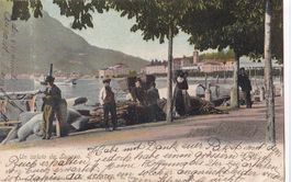 Lugano Quai mit diversen Personen und Bäuerinnen