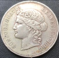 5 Francs Suisse 1888 Argent top RAR