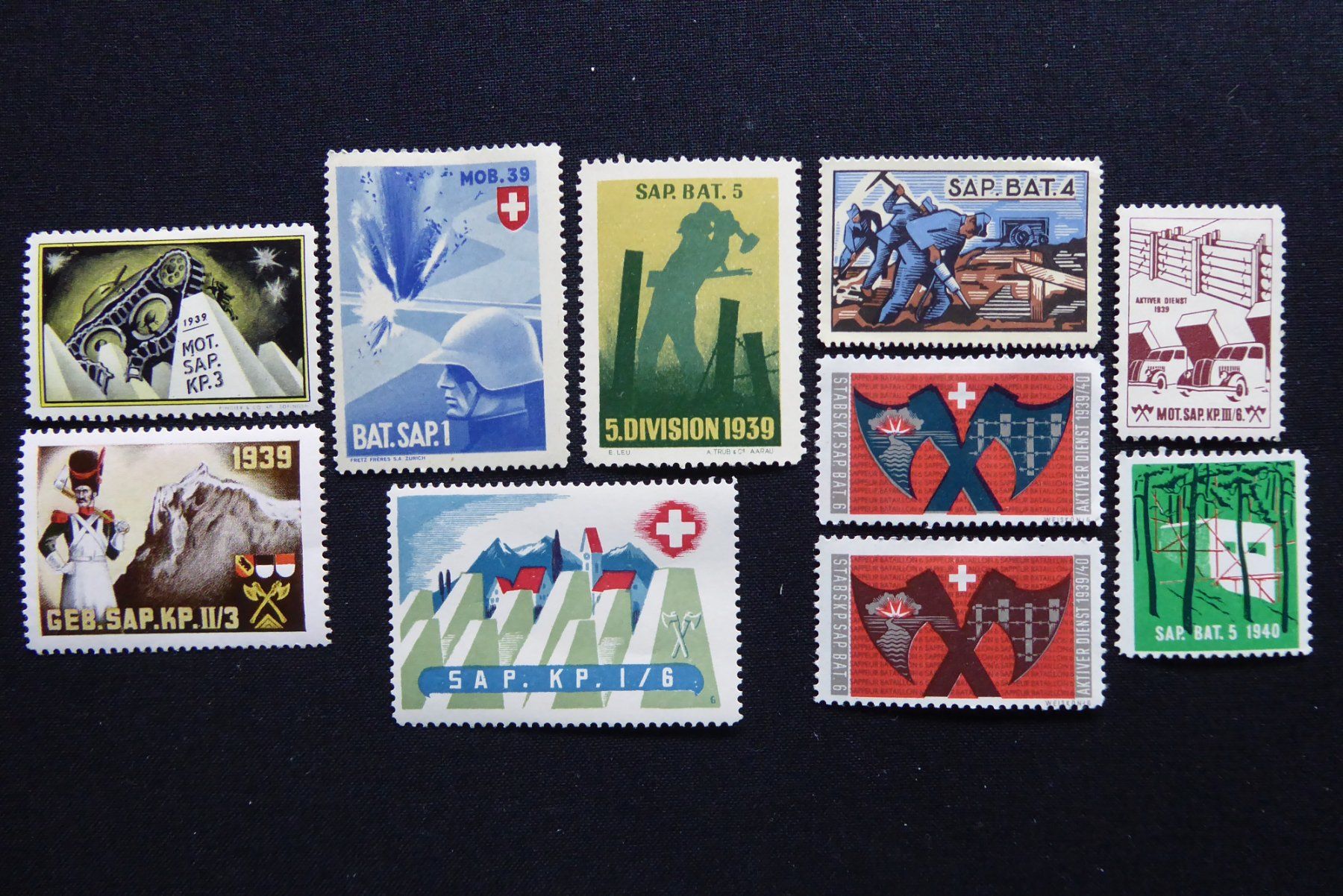 Alle Briefmarken: (m130) Sappeure: 10 Werte – Gebraucht aus Basel von scholle50