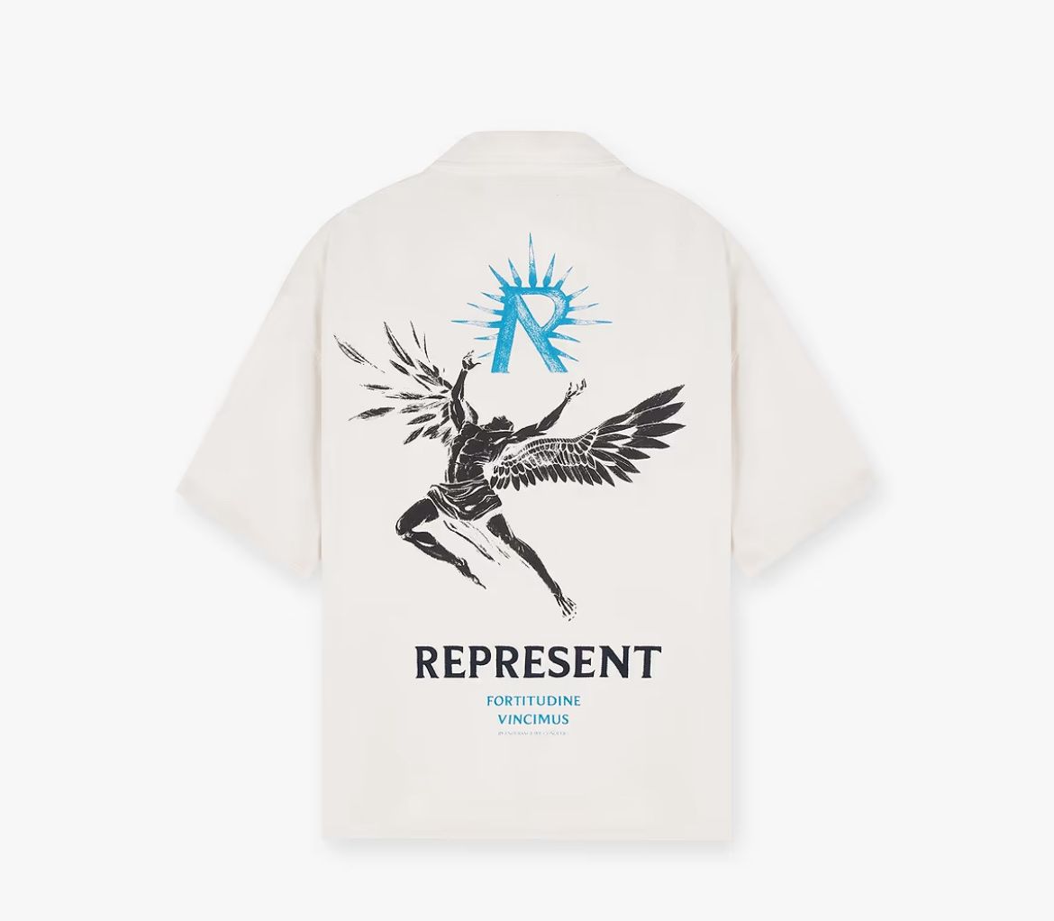 Camicie: Represent Hemd, Horizons Print, Cremeweiss, Neu! – Nuovo e nell'imballaggio originale da Fahrweid venduto da Etam_13 1