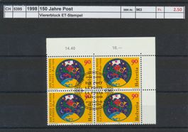1998 "150 Jahre Post", Viererblock, ET - Stempel
