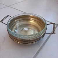 Vintage Glasschale mit Silber Unterteil. Durchmesser 40 cm
