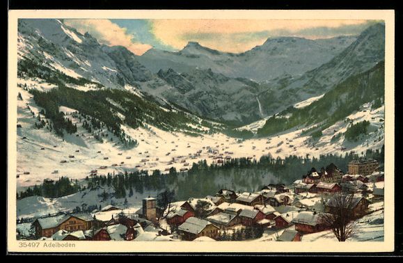 Ansichtskarten: AK Adelboden, Teilansicht im Schnee – Gebraucht aus Berlin von bartko-reher