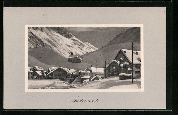 Cartoline postali: AK Andermatt, Ortspartie im Winter – Usato da Berlin venduto da bartko-reher