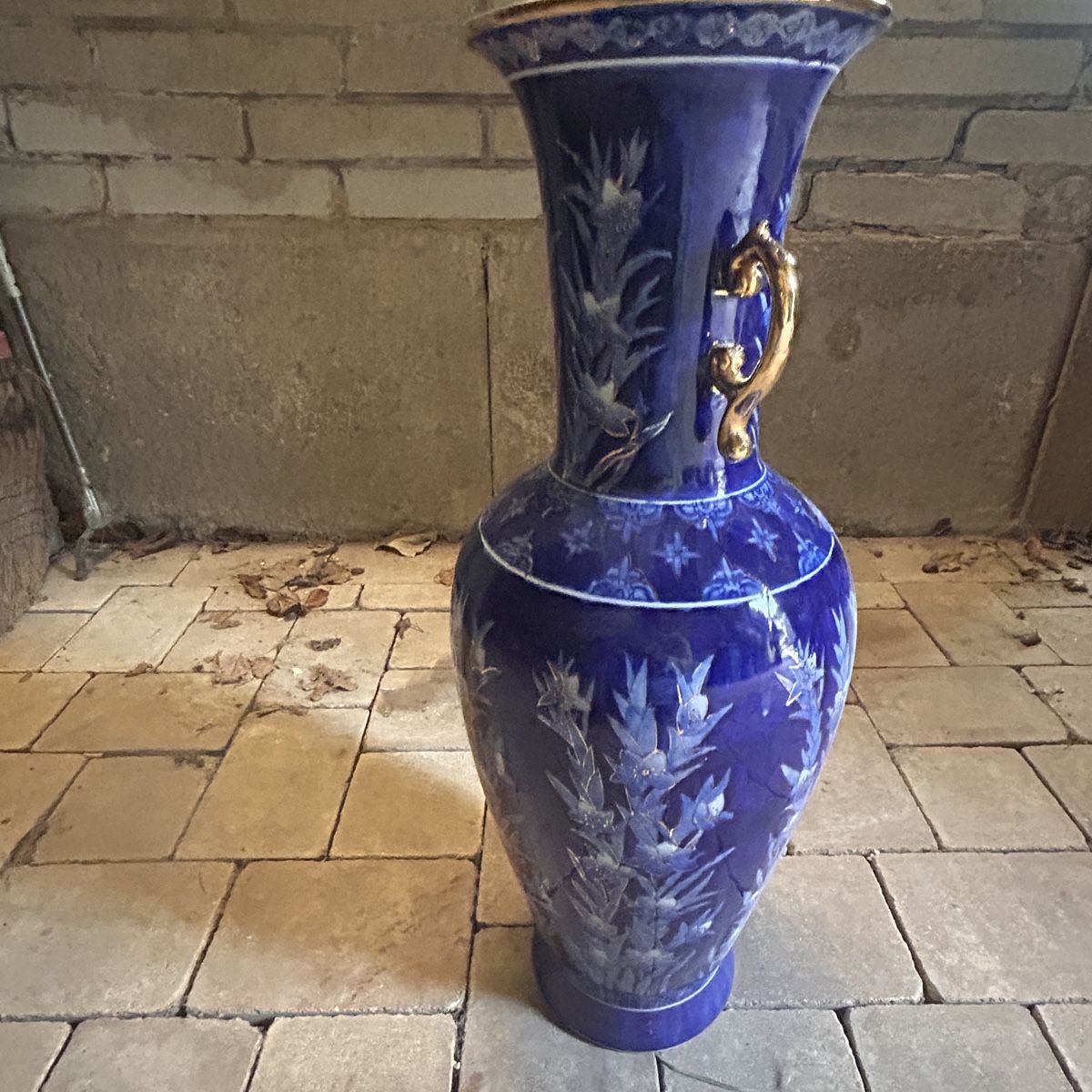 Vasi & Recipienti: Blaue Keramik Vase gross! Goldrand – Usato da Laufen venduto da belleskulptur 5
