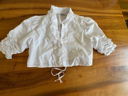 Landhaus süsse weisse Rüschenbluse Dirndl/Tracht 38/40
