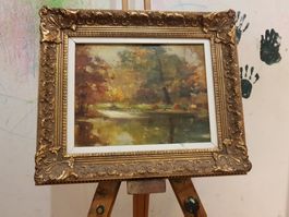 Ölgemälde auf Massivholz – Herbstlandschaft – Signiert 1921