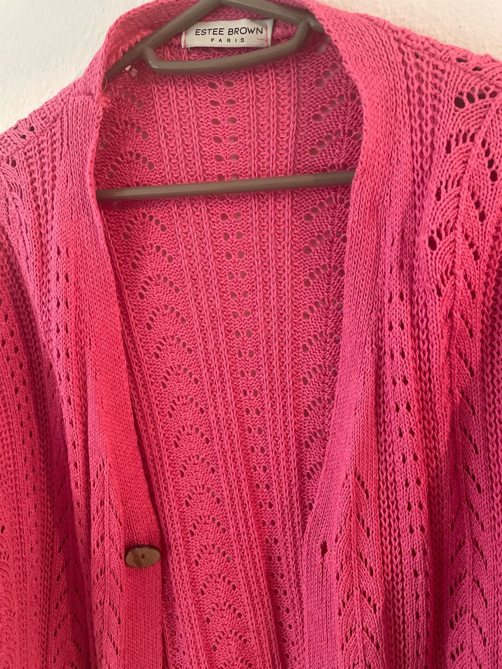 Giacche: Strickjacke pink mit Lochmuster Gr.38-40 – Usato da Obfelden venduto da 3zwerge 2