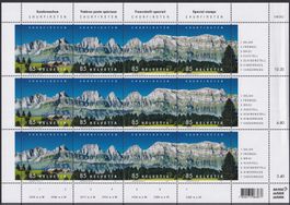 2017, Nr.1632-1635 (Churfirsten) Zierbogen **. KAT: 60.-