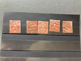 Briefmarken Schweiz 10 Rappen 5 Stk. rote Serie gebraucht
