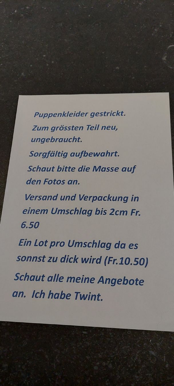 Puppen: Puppenkleider  – Neu (gemäss Beschreibung) aus Muri AG von nindo1 3