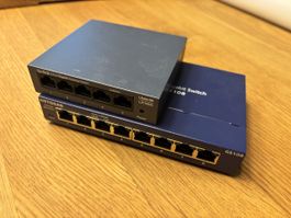 2x Gigabit Switch 8 Port und 5 Port
