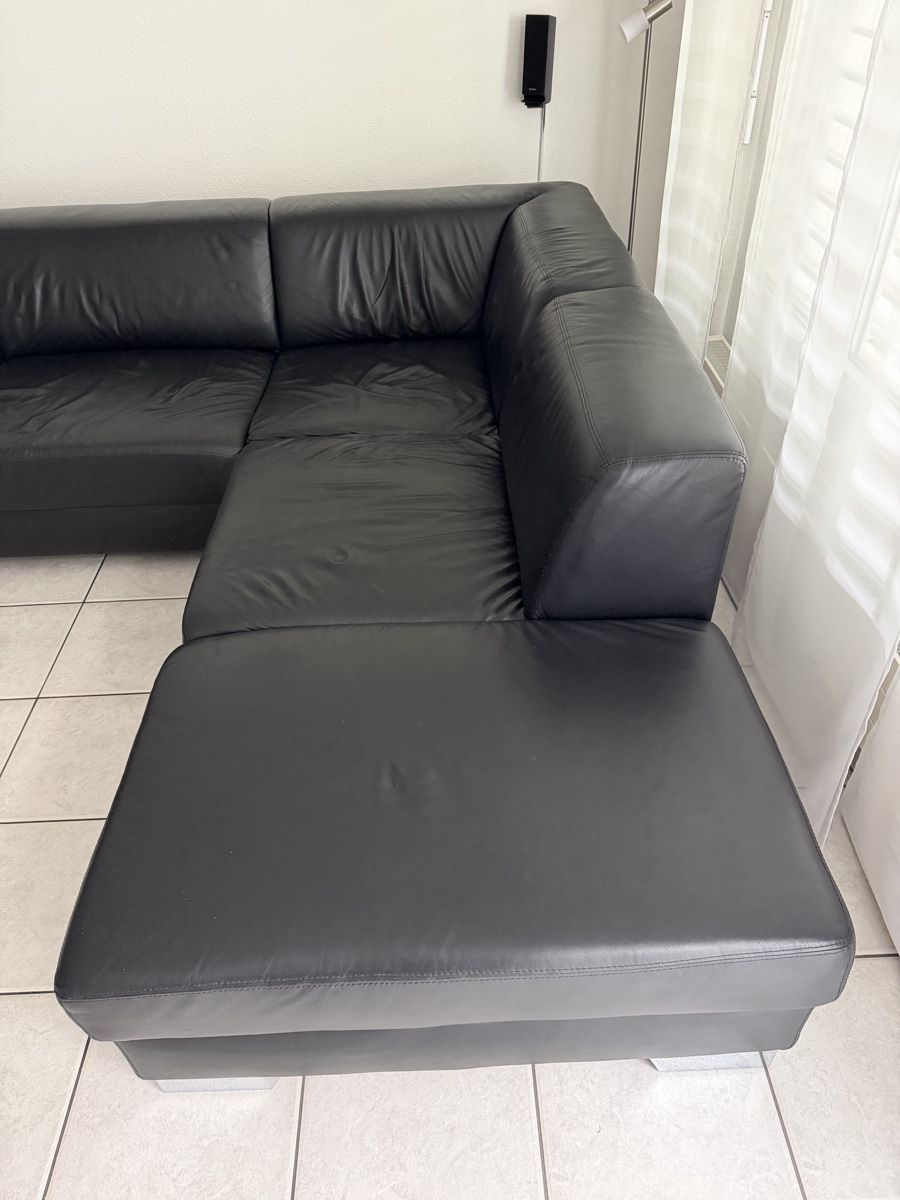Sofas: Leder-Eckpolstergruppe schwarz – Gebraucht aus Steffisburg von Felina1 2