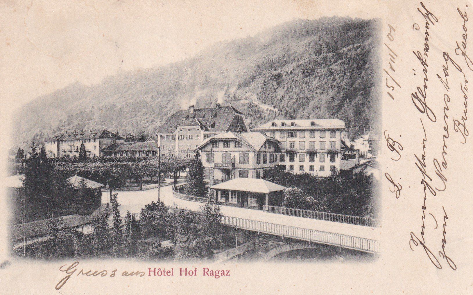 Cartes postales: Hotel Hof Ragaz  1901 – D'occasion à Cormoret par Pascalll2001