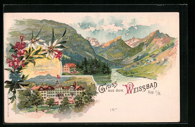 Ansichtskarten: Lithographie Weissbad, Blick in das Tal – Gebraucht aus Berlin von bartko-reher