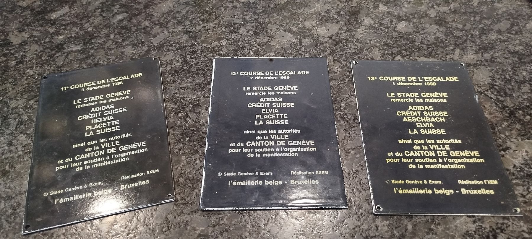 Schilder: plaque émaillée Exem , course de l'escalade  88-89-90 – Gebraucht aus Genève von Octo-puces 1