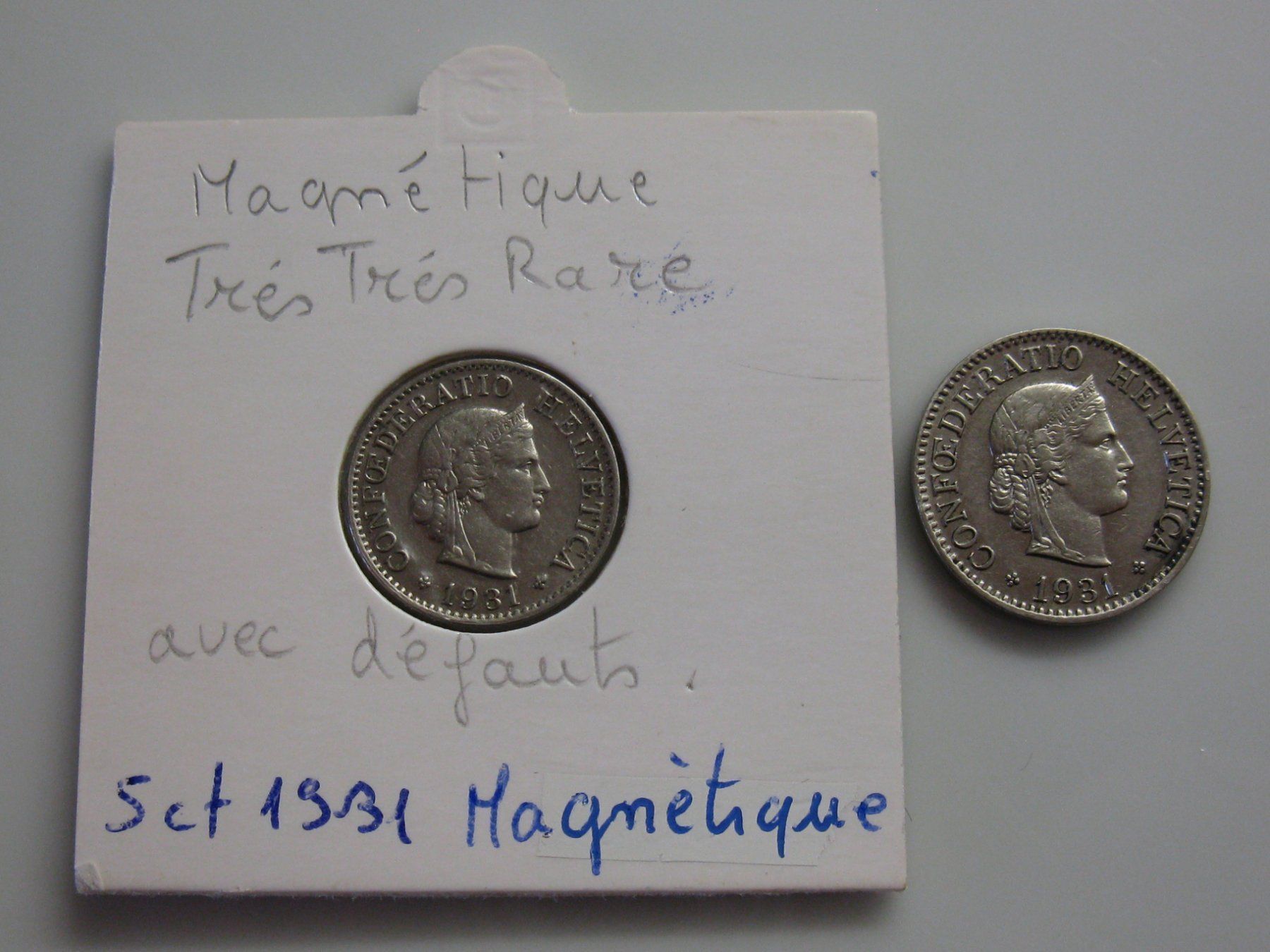 Tutti le monete: 10 ct 1931 + 5 ct 1931 magnétique – Usato da payerne venduto da jag67