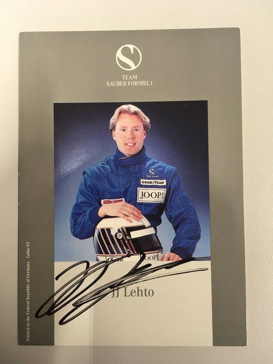 Carte Photo signée JJ Lehto F1 1994 Benetton Ford Mild Seven originale