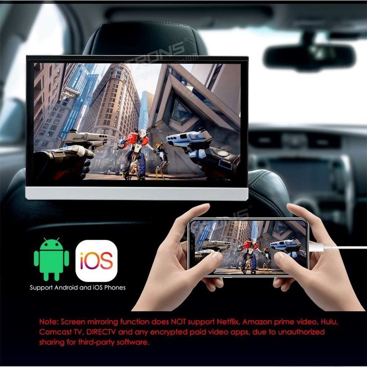 SET 2x Auto Kopfstützen Monitor 12 Touchscreen Android Bluetooth WiF