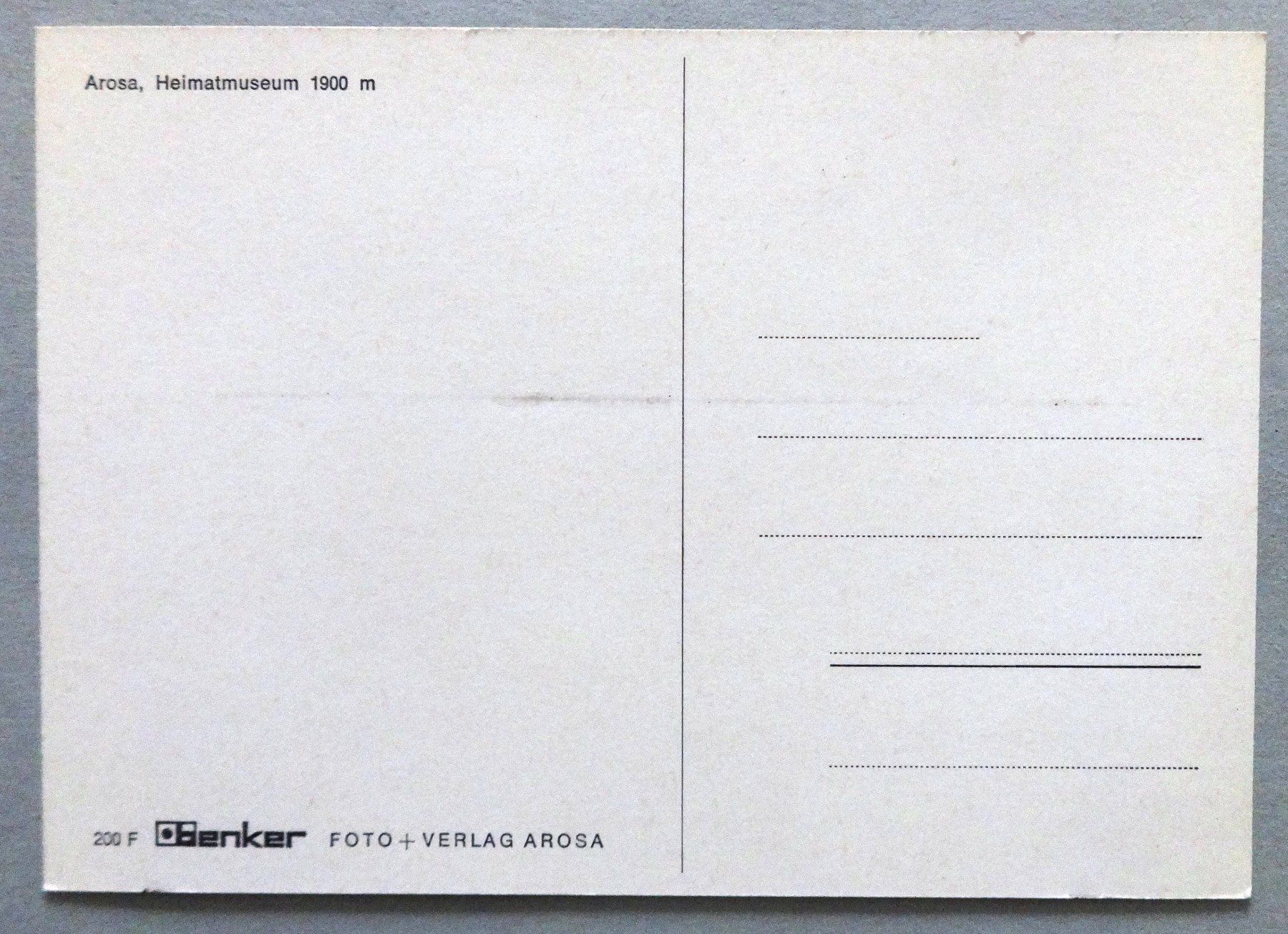 Ansichtskarten: Arosa, Heimatmuseum, 1900 m – Gebraucht aus Fétigny von Billy2miny 1