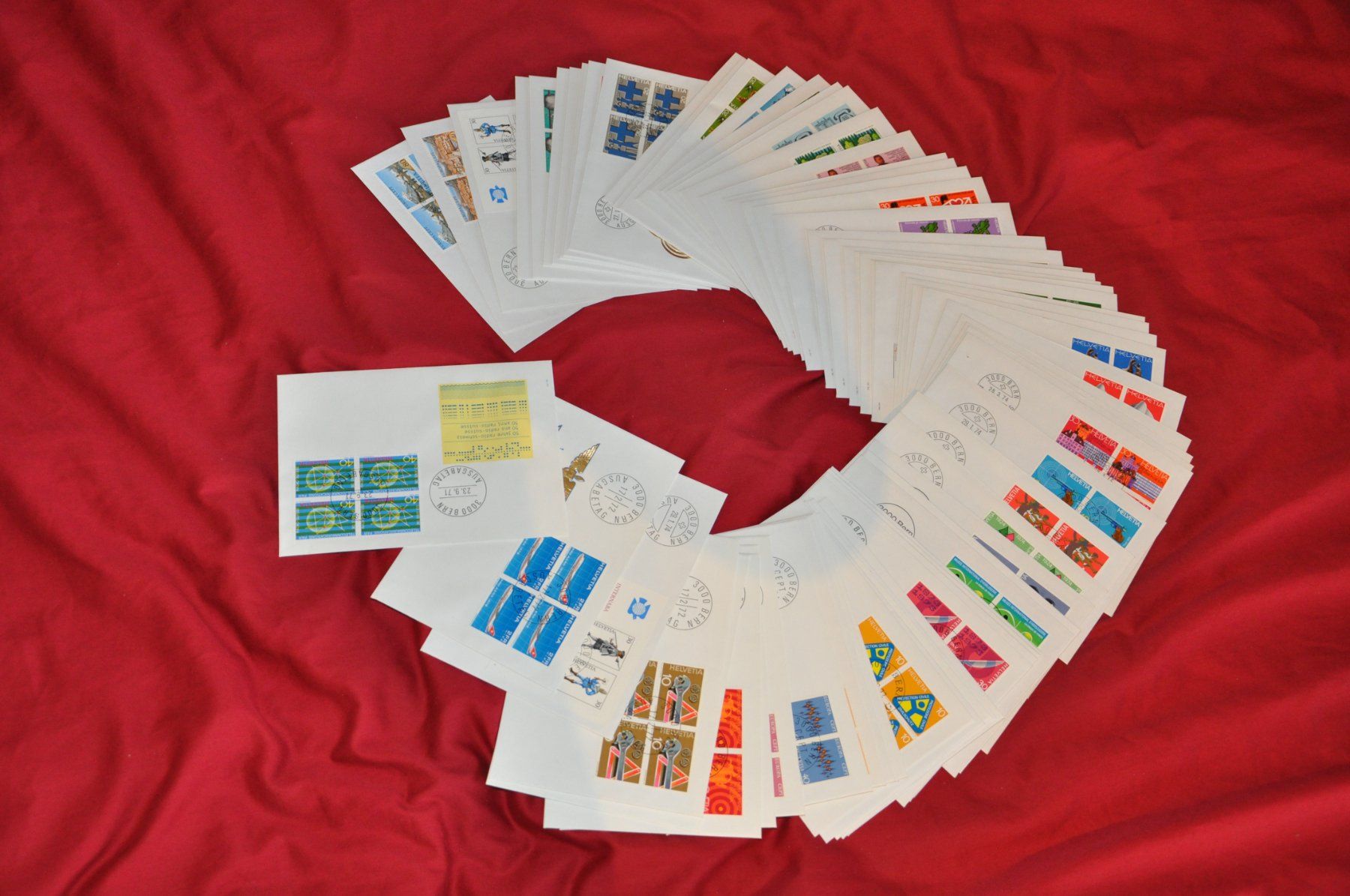 Alle Briefmarken: FDC's ab 1976-1996 Einzel plus 4-er Block FDC und etwas FL – Gebraucht aus Wolfhalden von Zinauktion 2