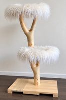 Cat tree wooden design with plush platforms new condition