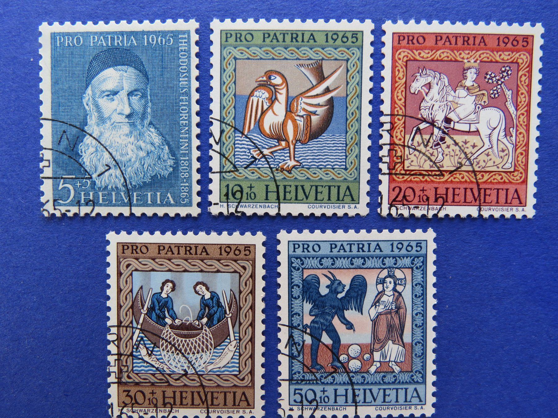 Tutti i francobolli: Serie Pro Patria 1965 off.Ersttag-Eckstempel Bern 1 – Usato da Brunnen venduto da Kumari
