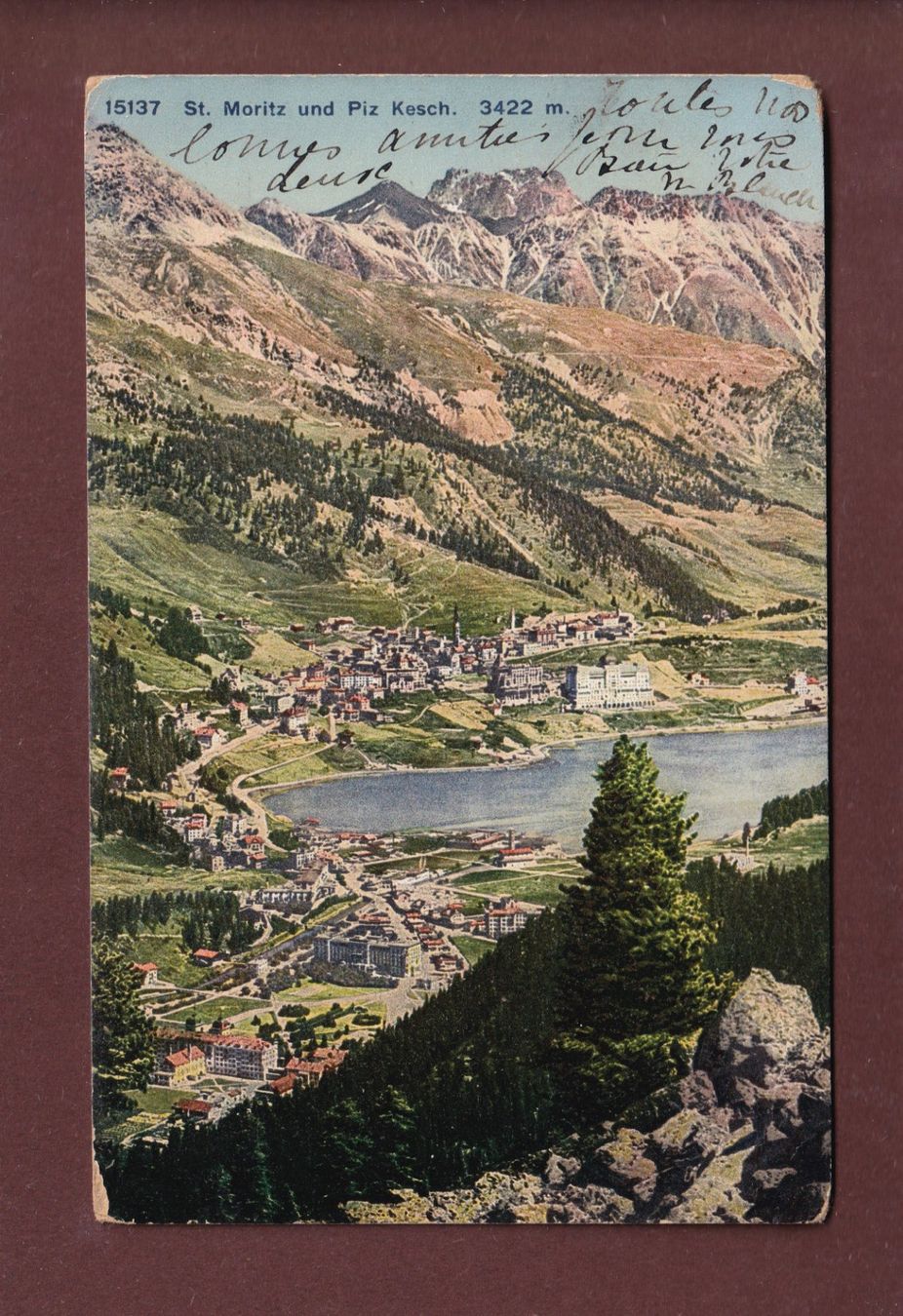 Cartoline postali: ST. MORITZ und Piz Kesch - 1910 – Usato da Pully venduto da nicecards